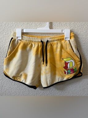 Disney Parks Size XS 1955 Colorful Graphic Tie Dye Yellow Shorts 100% Cotton